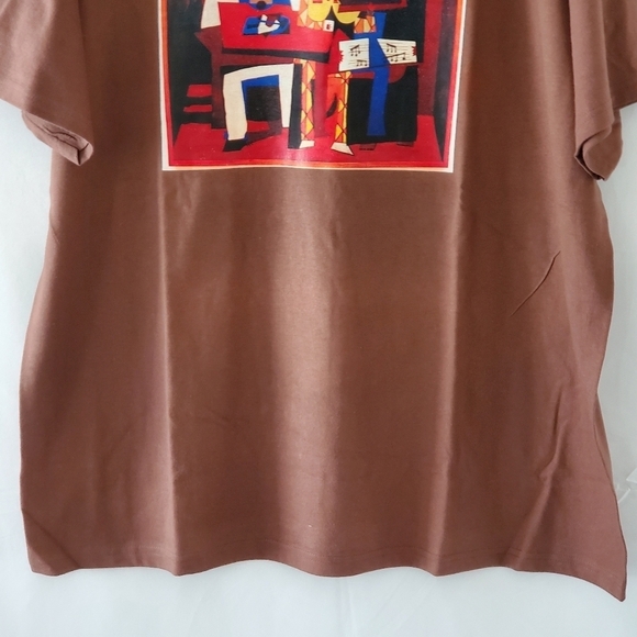 XXL Picasso Three Musicians Hanes Brown Graphic Short Sleeve Tee - Picture 3 of 11